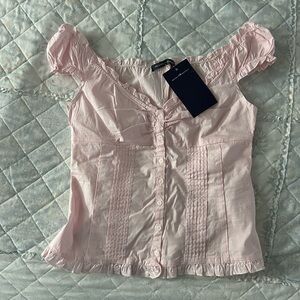 Brandy Melville Pink Ruffled Botton-up Top (NWT)